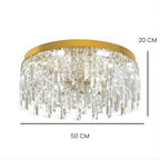 Lustre Salle de bain Rond Crystal Doree Dorée