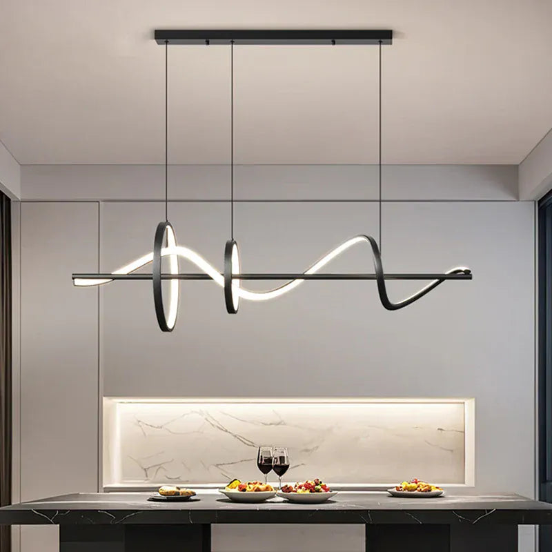 Lustre Salon Anneaux Noir Noir