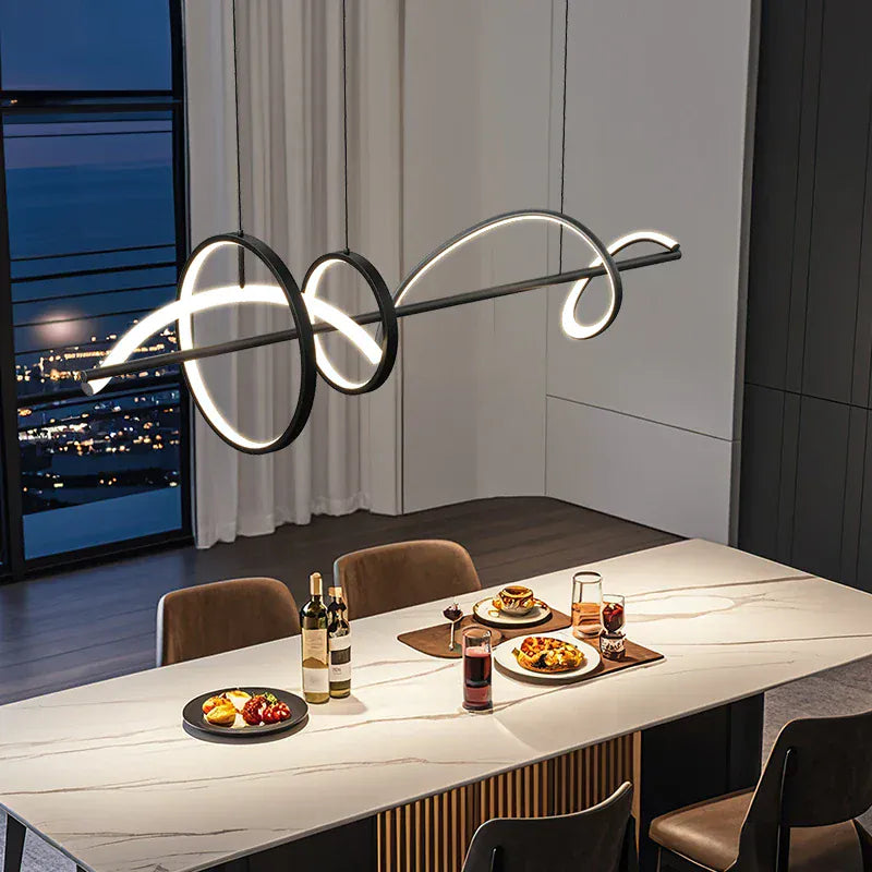 Lustre Salon Anneaux Noir Noir