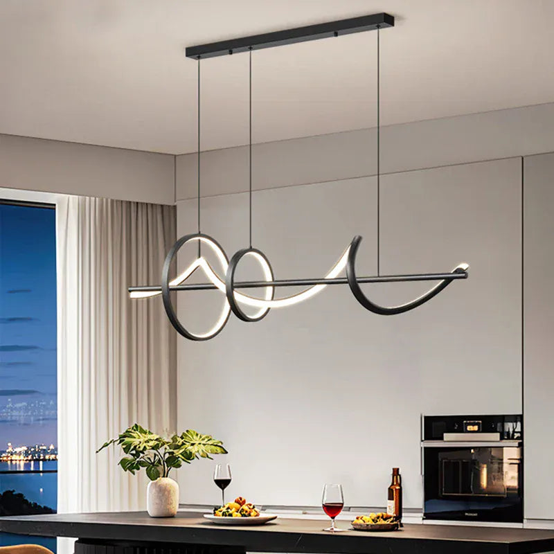 Lustre Salon Anneaux Noir Noir