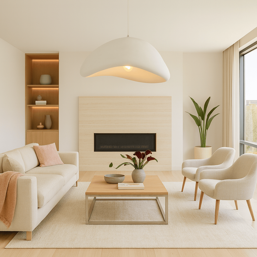 Lustre Salon Arrondi Blanc Blanc