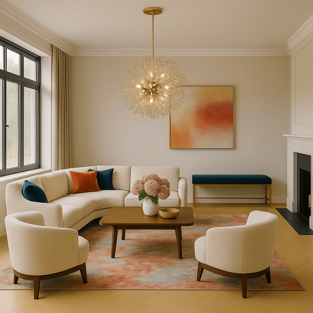 Lustre Salon Boule Cristal Doree Dorée