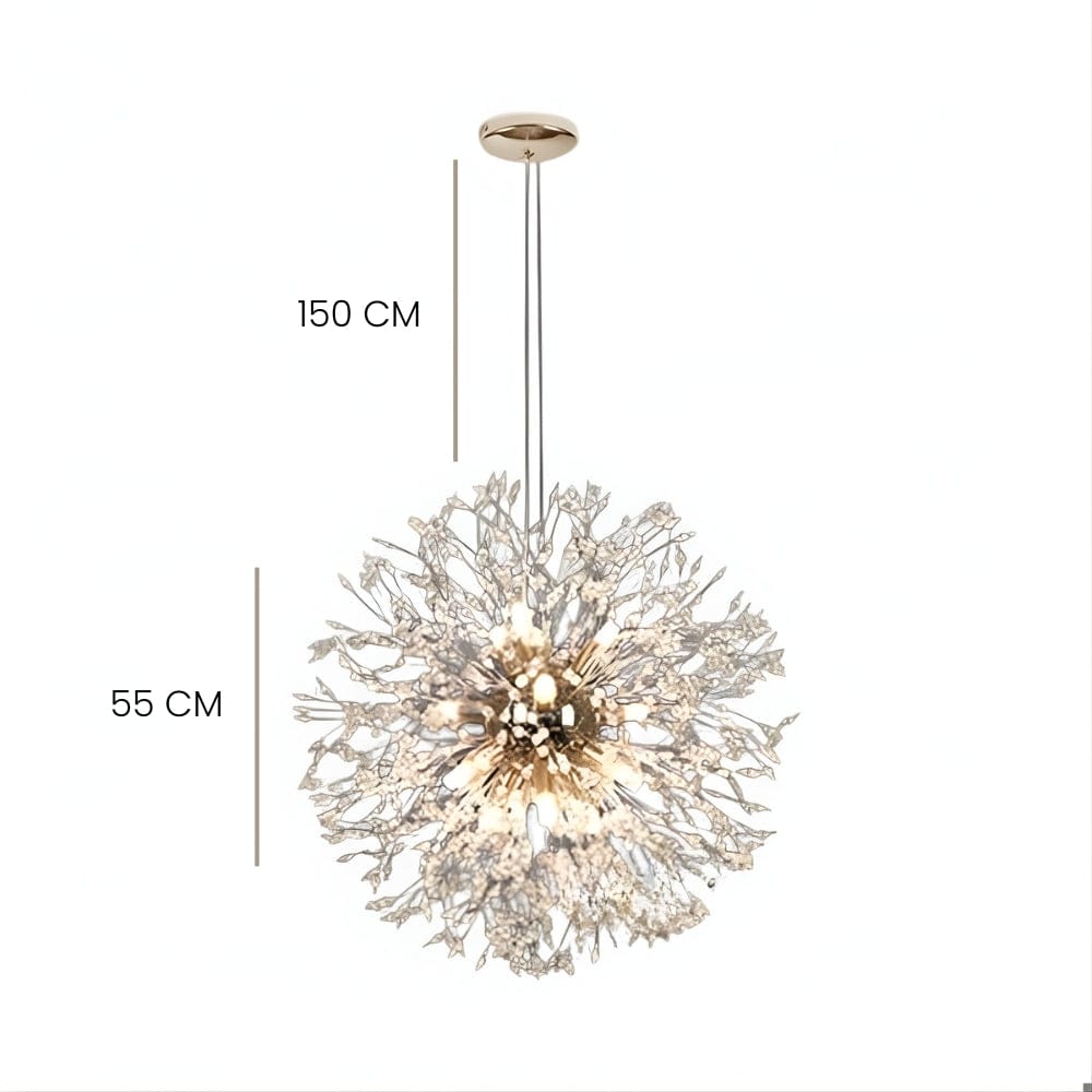 Lustre Salon Boule Cristal Doree Dorée