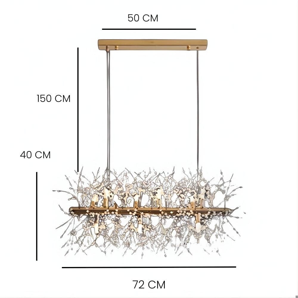 Lustre Salon Branche Cristal Doree Dorée