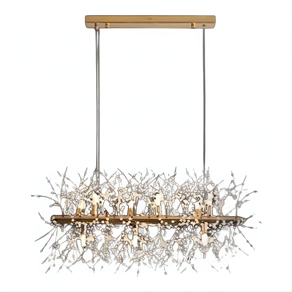 Lustre Salon Branche Cristal Doree Dorée Image