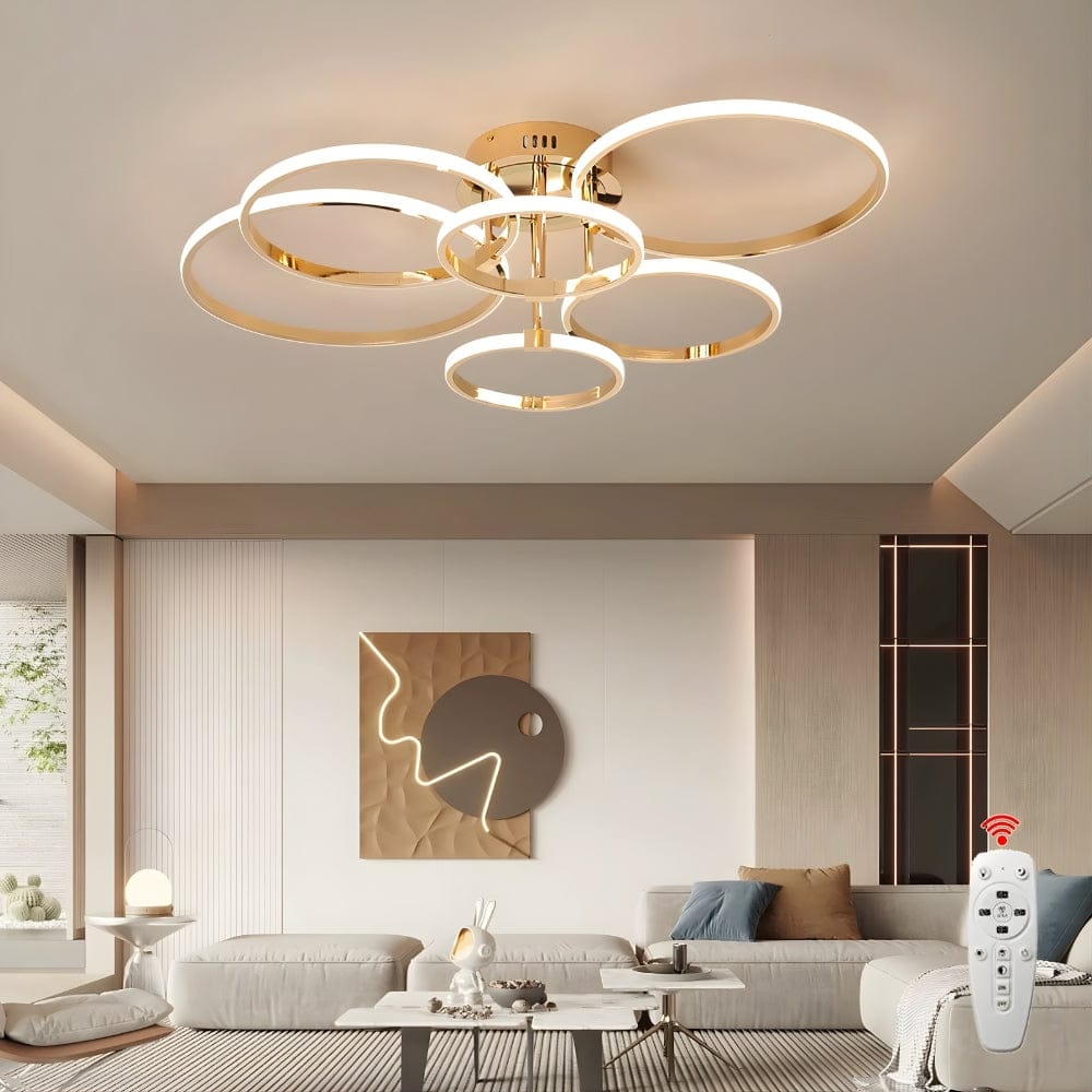 Lustre Salon Cercle Doree Dorée