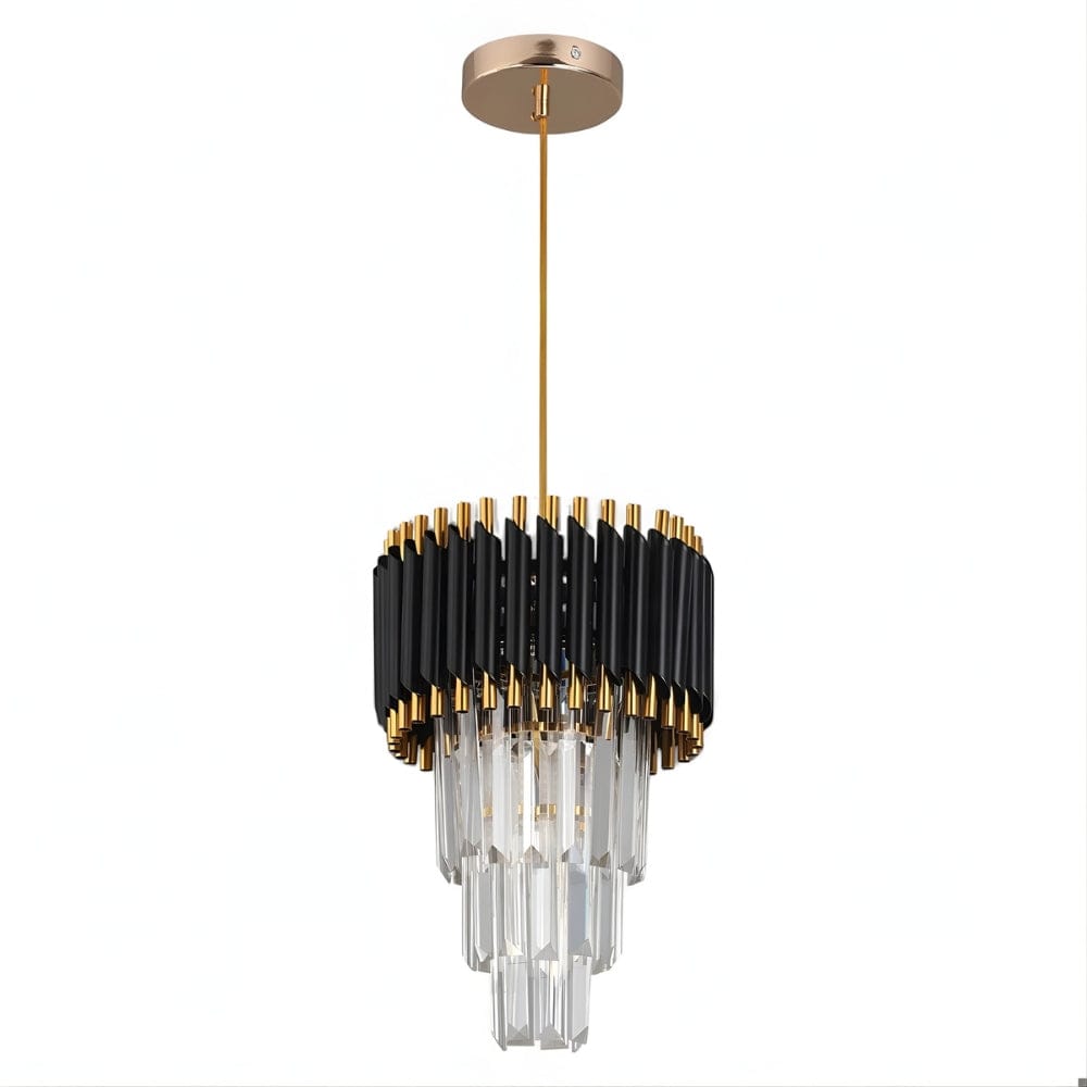 Lustre Salon Cylindre Cristal Noir