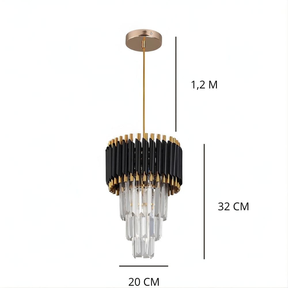 Lustre Salon Cylindre Cristal Noir