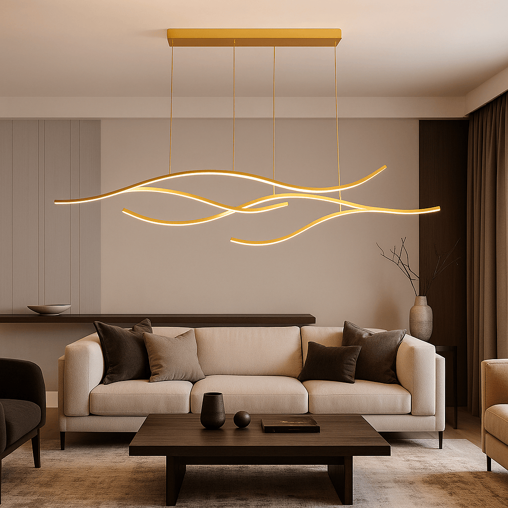 Lustre Salon Double Ruban Doree Dorée Image