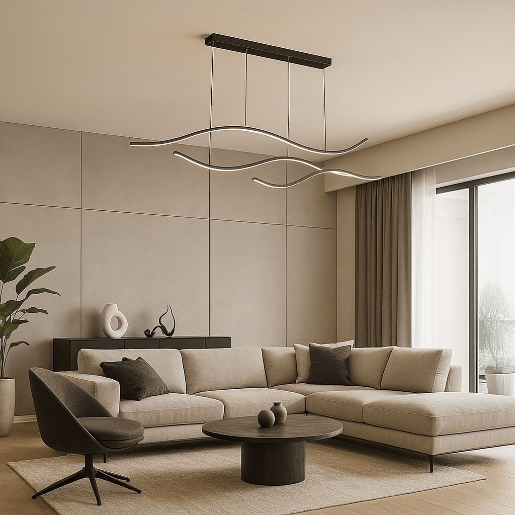 Lustre Salon Double Ruban Noir Noir Image