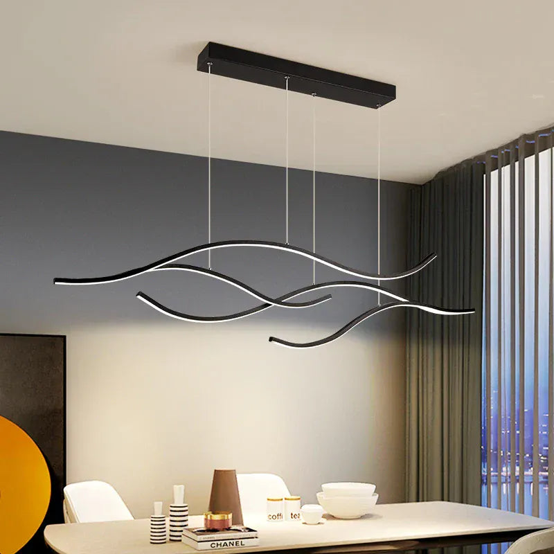 Lustre Salon Double Ruban Noir Noir