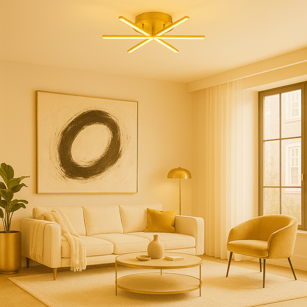 Lustre Salon Etoile Doree Dorée