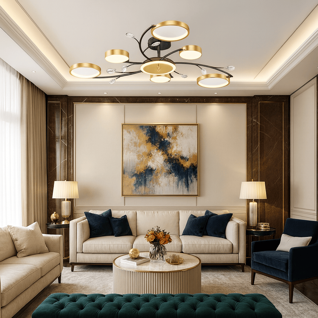 Lustre Salon Fleur Dorée