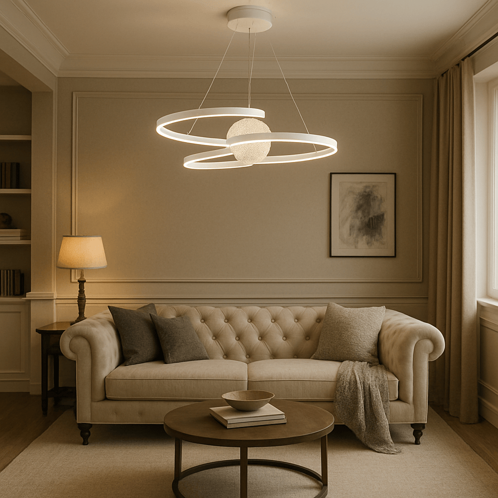 Lustre Salon Lune Blanche Blanc Image