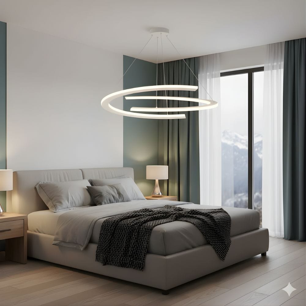 Lustre Salon Moderne Anneaux Lumineux Blanc Blanc