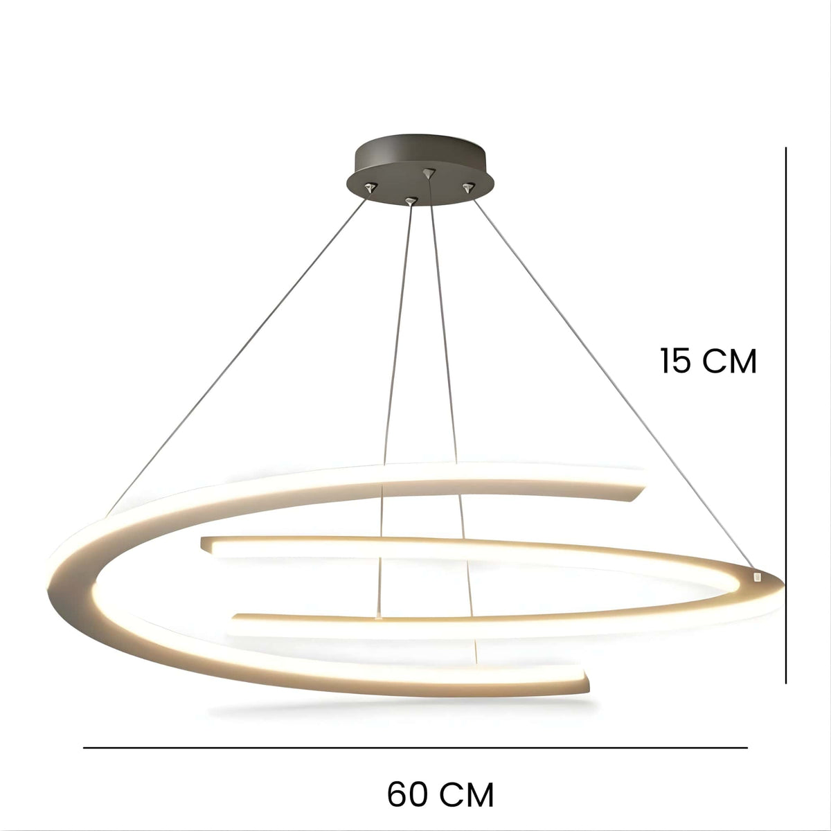 Lustre Salon Moderne Anneaux Lumineux Noir Noir