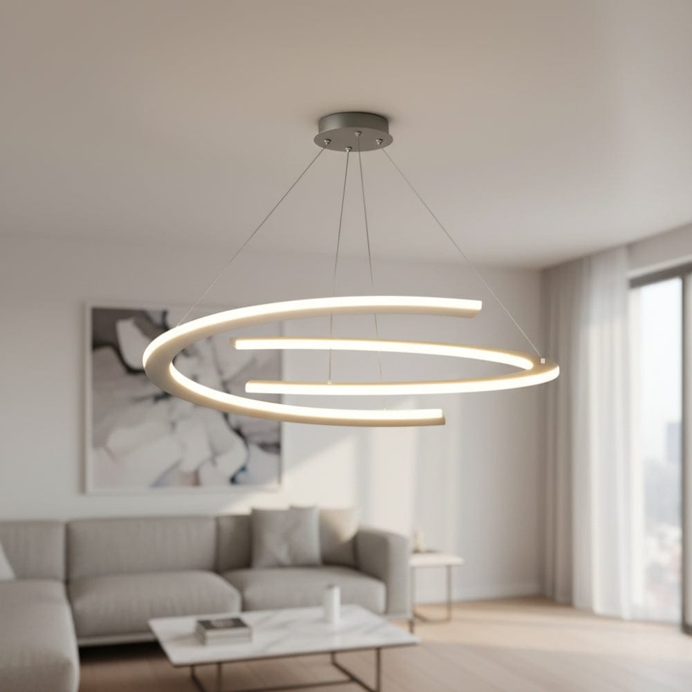 Lustre Salon Moderne Anneaux Lumineux Noir Noir