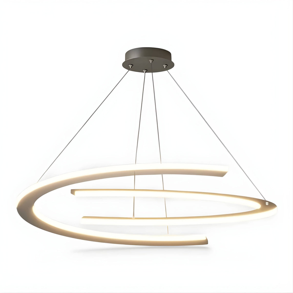 Lustre Salon Moderne Anneaux Lumineux Noir Noir