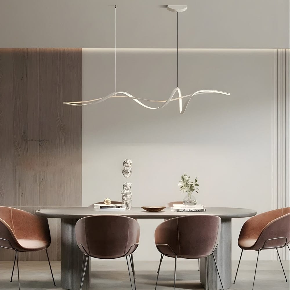 Lustre Salon Moderne Onde Blanc Blanc