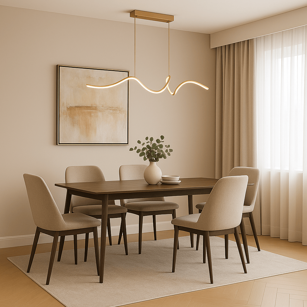 Lustre Salon Moderne Onde Doree Dorée