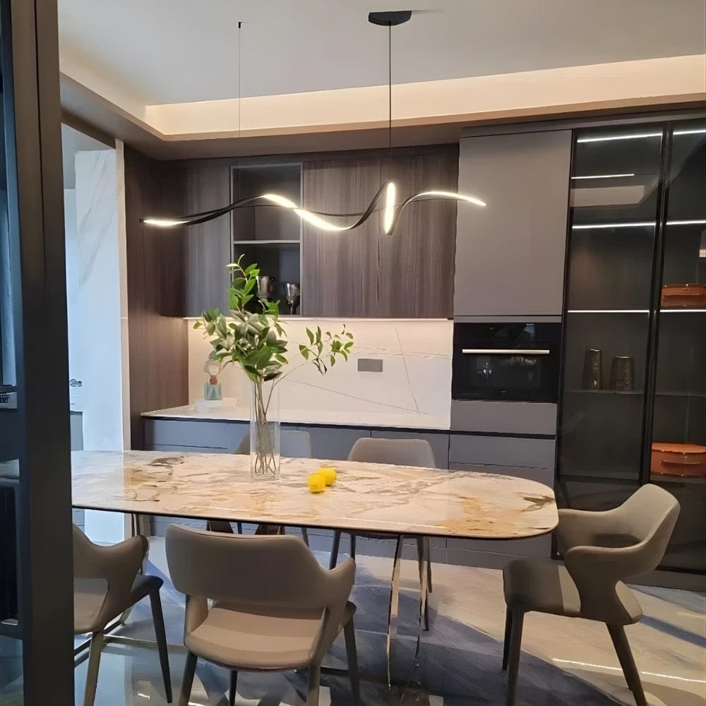 Lustre Salon Moderne Onde Noir Noir Image