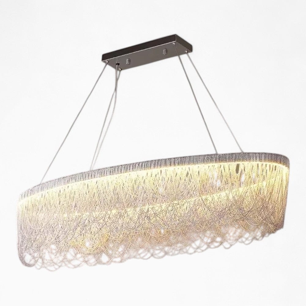 Lustre Salon Ovale Cristal Argent