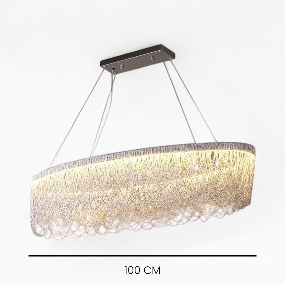 Lustre Salon Ovale Cristal Argent