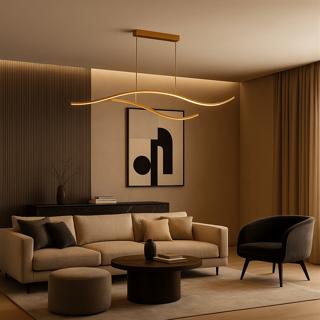 Lustre Salon Ruban Doree Dorée