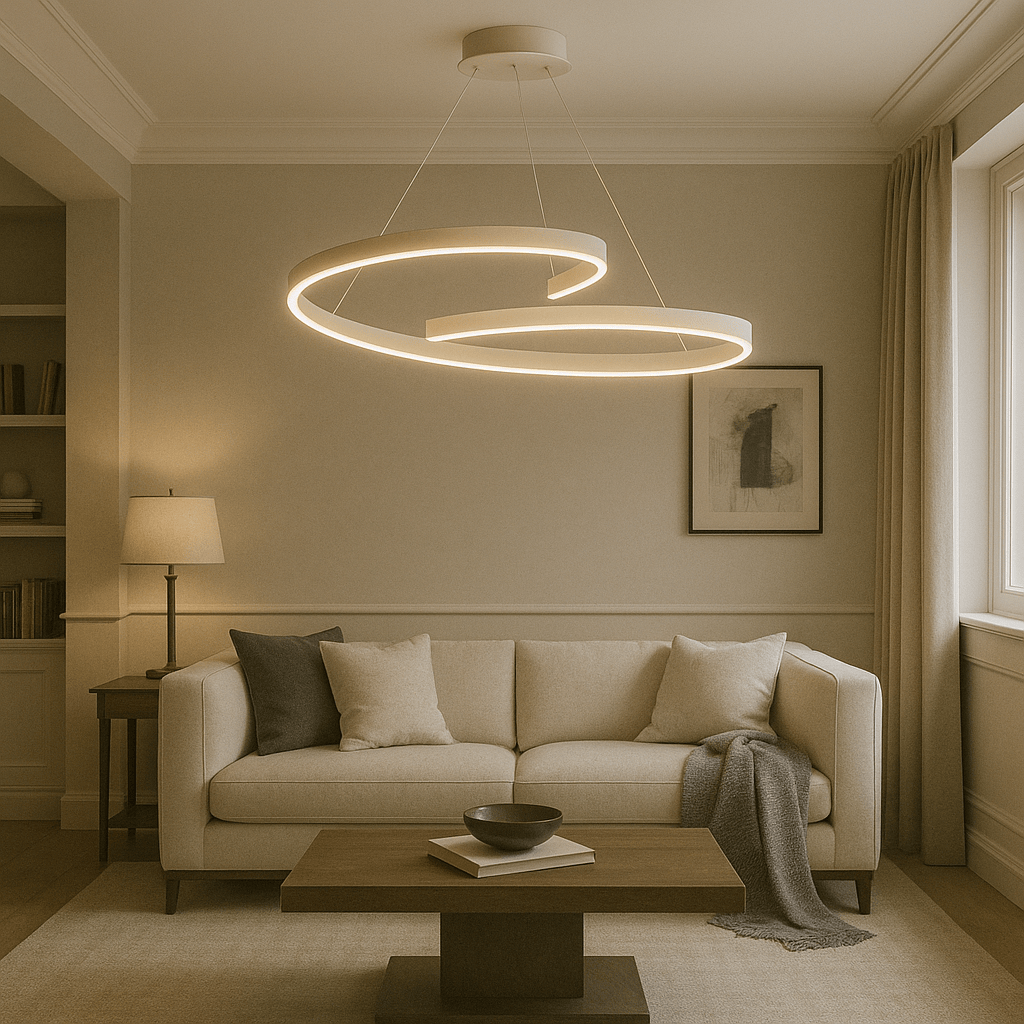 Lustre Salon Spirale Blanc Blanc