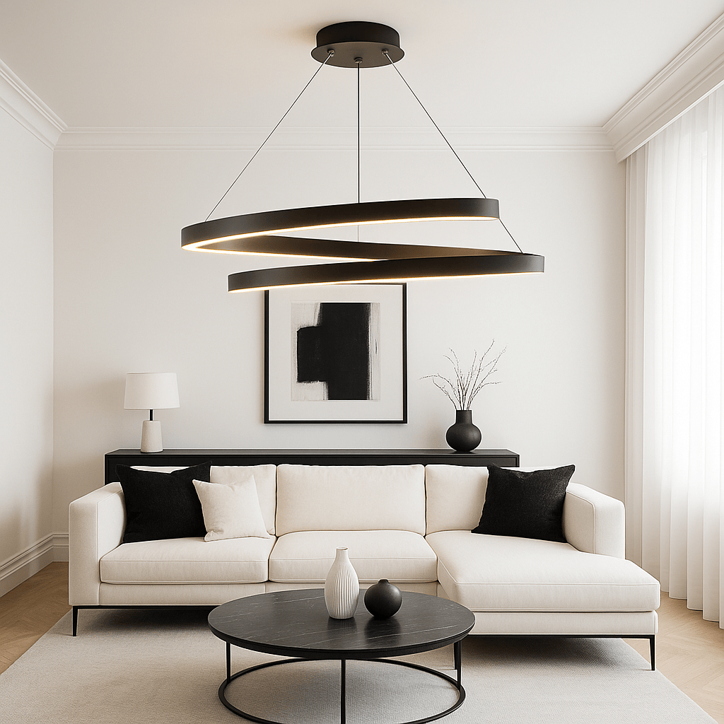 Lustre Salon Spirale Noir Noir